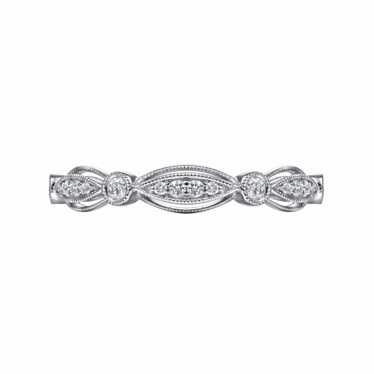 14K White Gold Scalloped Stackable Diamond Ring - LR6319W45JJ