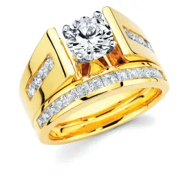 14K Yellow 1/2 Ctw. Princess Cut Diamond Semi Mount shown with 1 CT