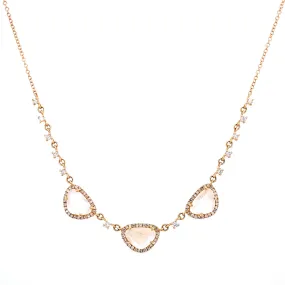 14K Yellow Gold Diamond   Rainbow Moonstone Necklace