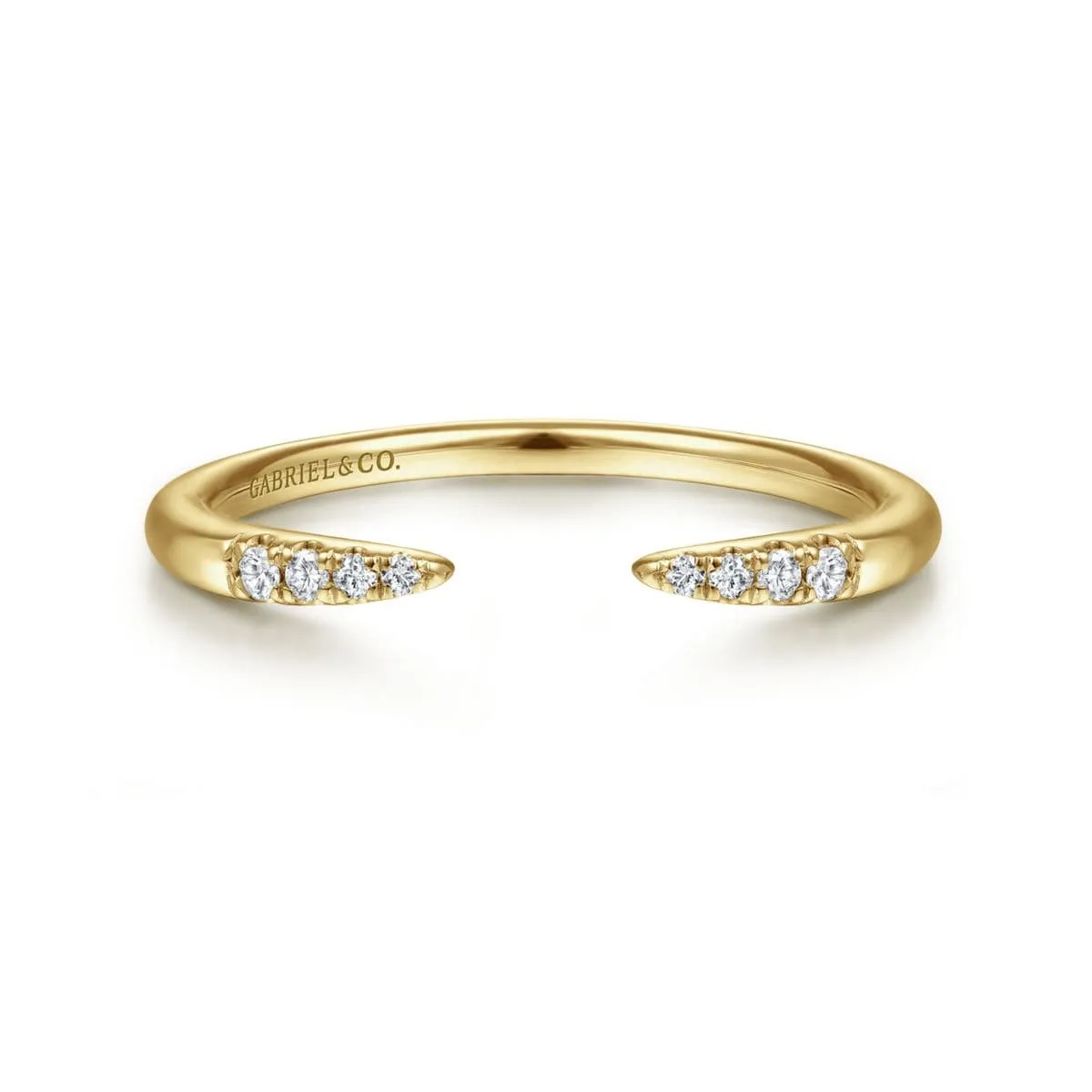 14K Yellow Gold Open Diamond Tipped Stackable Ring - LR51177Y45JJ