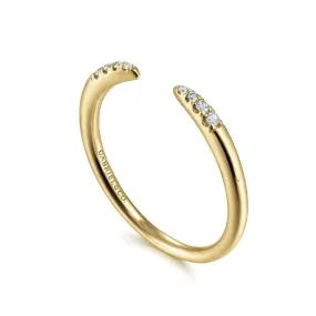 14K Yellow Gold Open Diamond Tipped Stackable Ring - LR51177Y45JJ