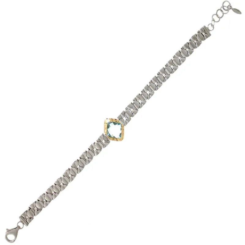14Kt/Silver Blue Topaz Bracelet (143-EL08BB-BTD)