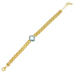 14Kt/Silver Blue Topaz Bracelet (143-EL08GB-BTD)