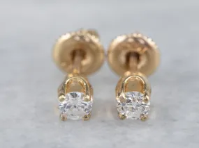 14KY 2 round diamond prong set stud earrings
