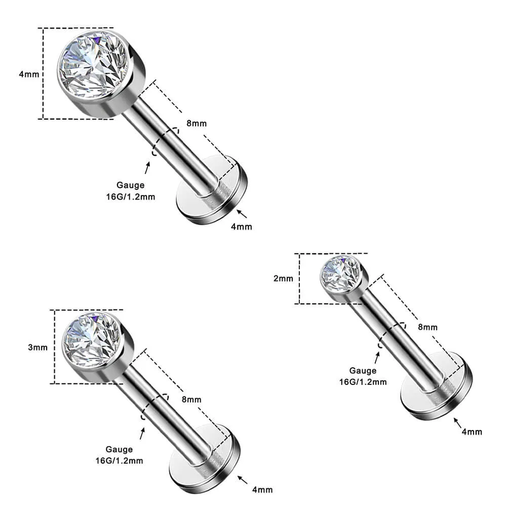 16G Round Opal CZ Titanium Triple Forward Helix Jewelry