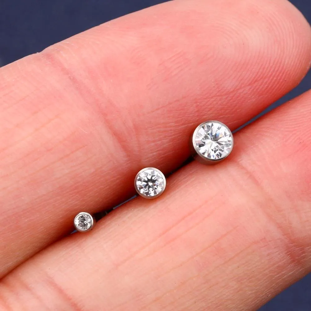 16G Round Opal CZ Titanium Triple Forward Helix Jewelry