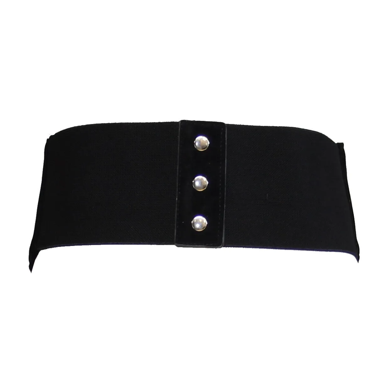 17cm Black Very Wide Elasticated Suede Waist Lace Up Corset Belt with Conical Studs