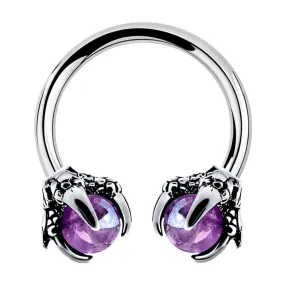 18G 3/8'' Dragon Septum Ring Purple Gem Horseshoe Barbell Ring