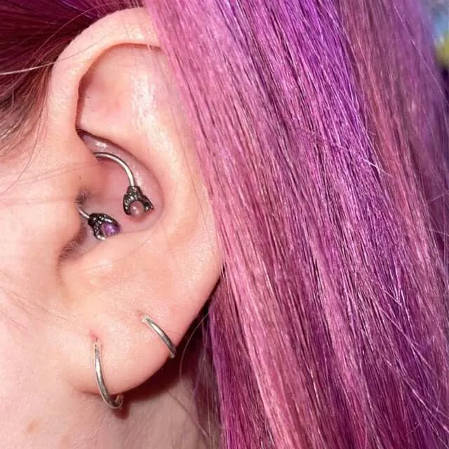 18G 3/8'' Dragon Septum Ring Purple Gem Horseshoe Barbell Ring