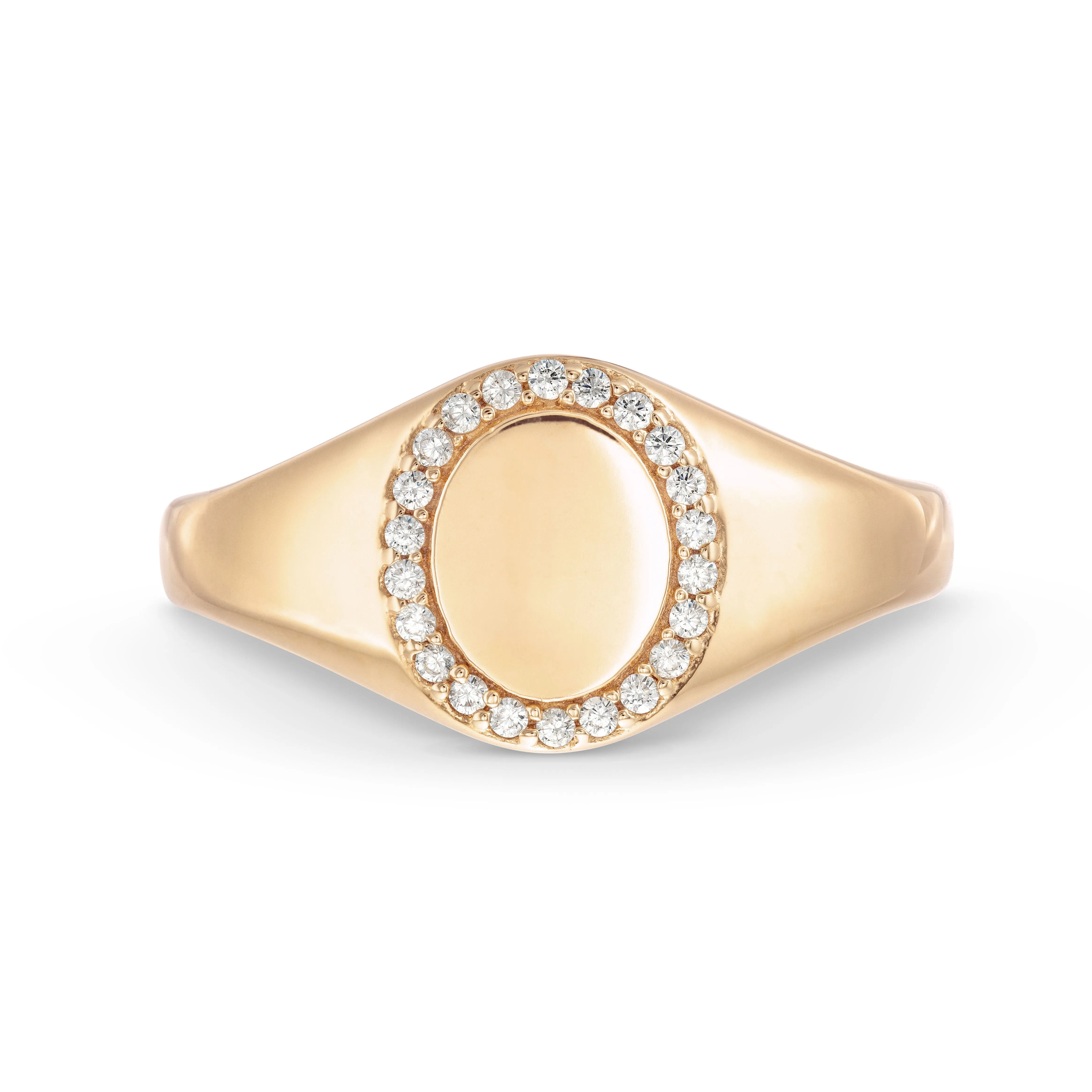 18k Gold Plated CZ Circle Signet Ring