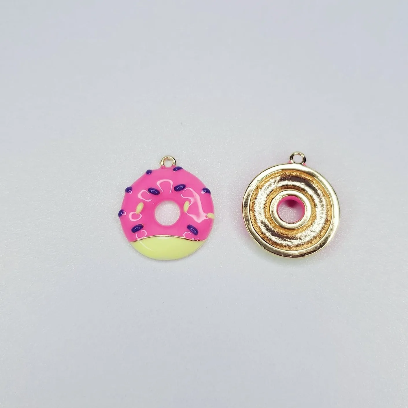 18K Real Gold Plated Enamel Donut Charm