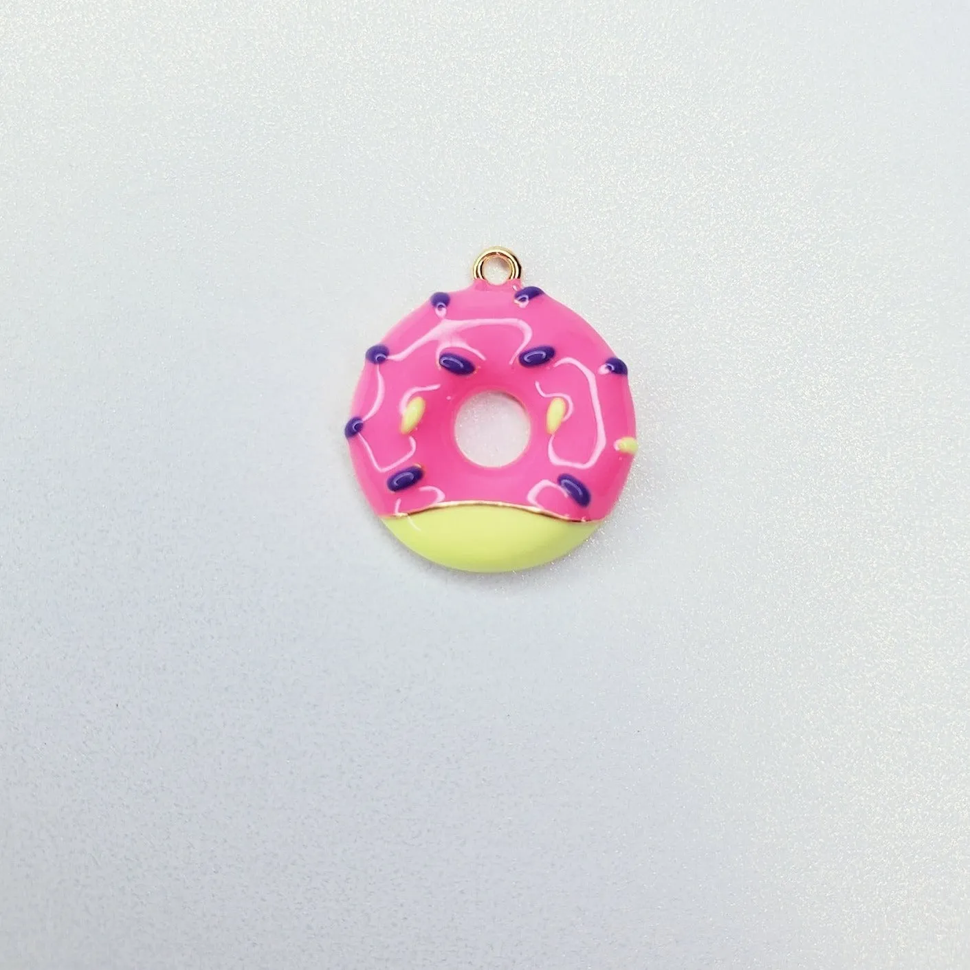 18K Real Gold Plated Enamel Donut Charm