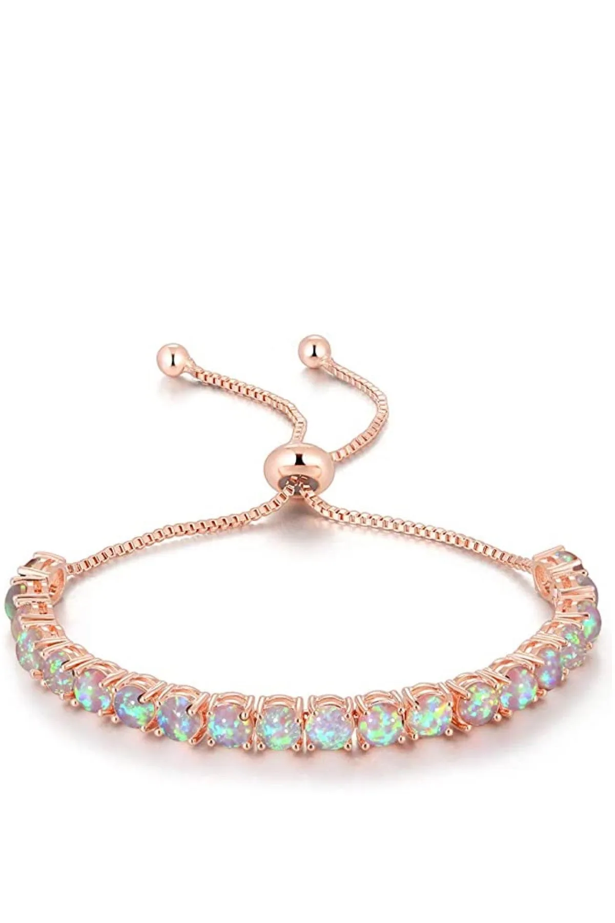 18k Rose Gold White Opal Adjustable Bracelet