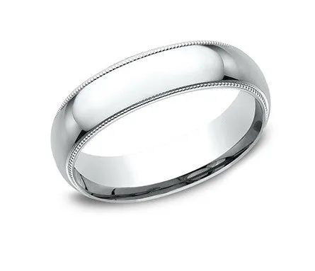 18K White Gold Designer Wedding Ring for Men, Beaded Edge | 4mm