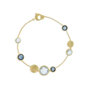 18K Yellow Gold Mixed Blue Topaz Bracelet
