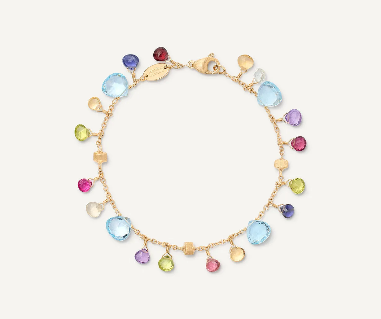 18K Yellow Gold Single-Strand Gemstone Bracelet, Topaz Accents