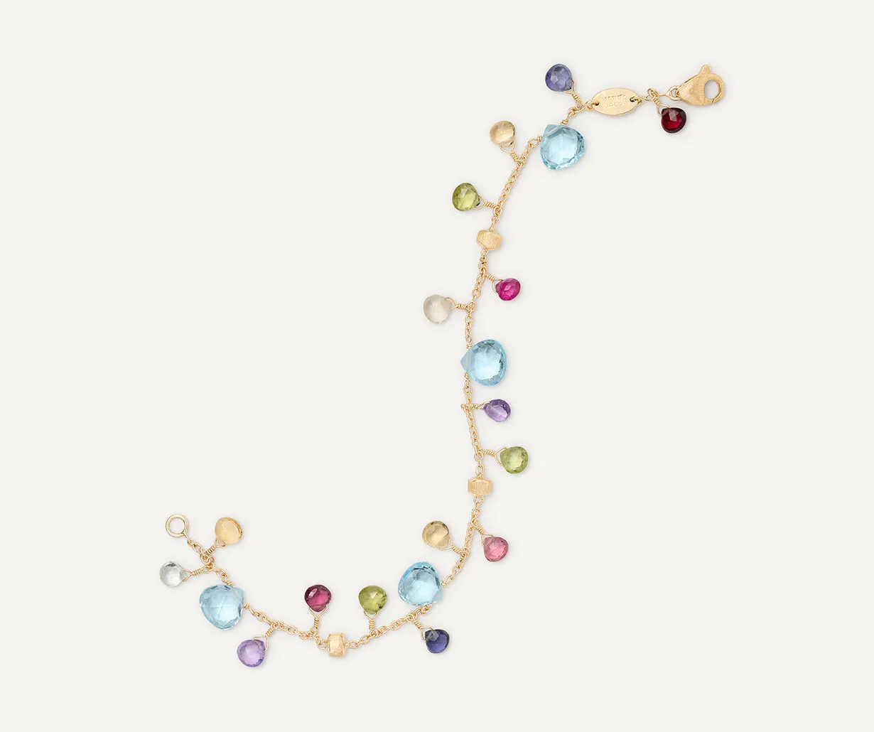 18K Yellow Gold Single-Strand Gemstone Bracelet, Topaz Accents