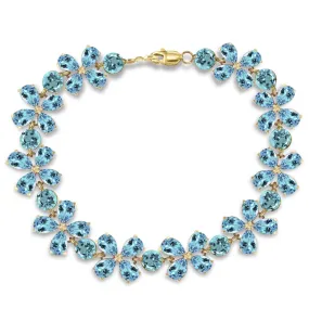 20.7 Carat 14K Solid Yellow Gold Bracelets Natural Blue Topaz