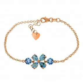 3.15 Carat 14K Solid Rose Gold Bracelet Natural Blue Topaz