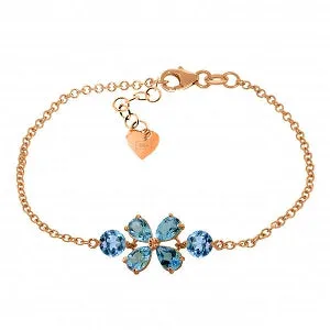 3.15 Carat 14K Solid Rose Gold Bracelet Natural Blue Topaz
