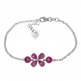 3.15 Carat 14K Solid White Gold Bracelet Natural Pink Topaz