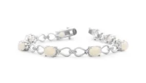 5 1/2 Carat Opal and Diamond Bracelet In Platinum Overlay 7 Inches - Ships Same/Next Day!