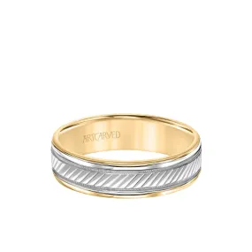 6MM Men's Classic Wedding Band - Diagional Swiss Cut Engraved Design With Milgrain And Round Edge