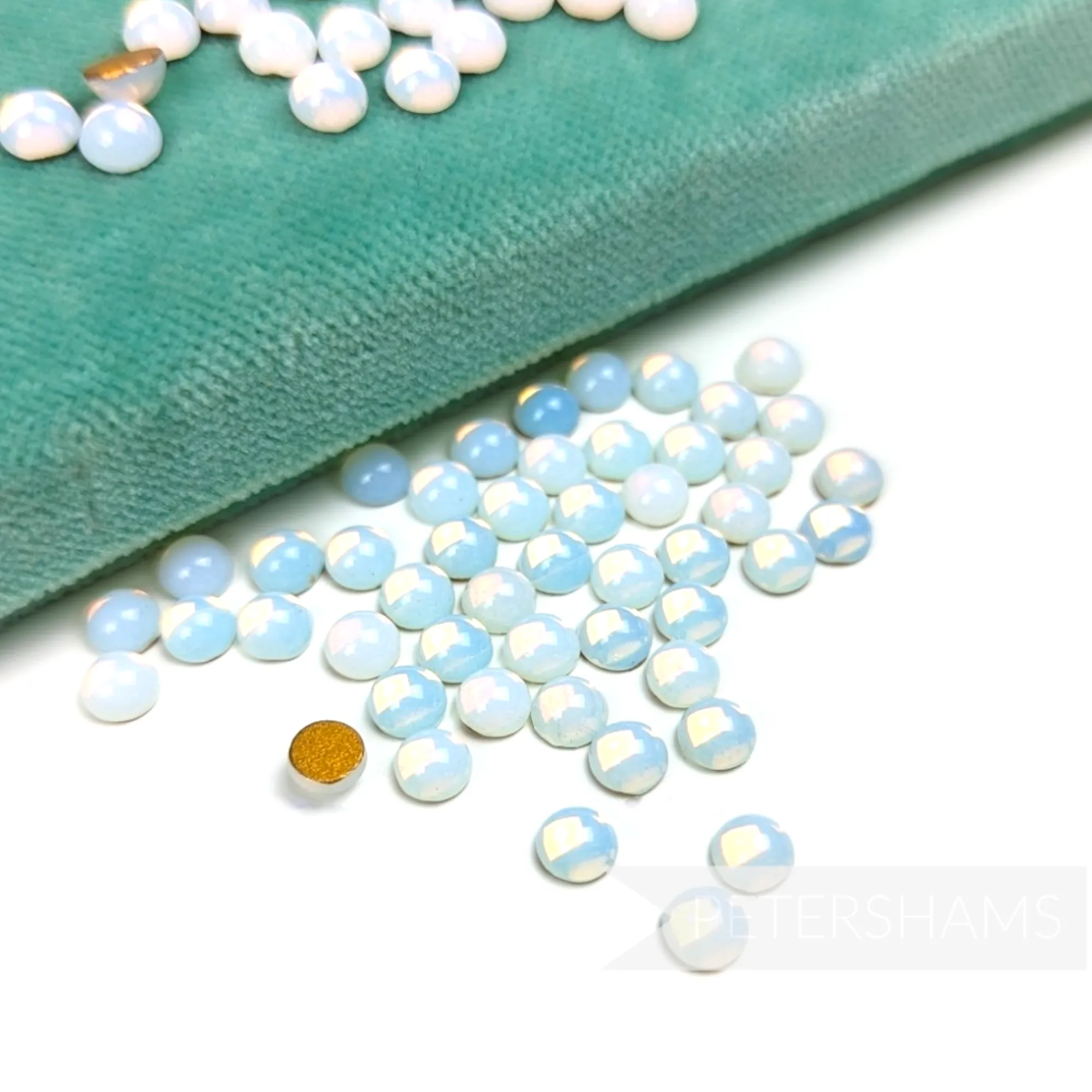 6mm Round Vintage 1960s Czech Glass Imitation Opal Flat Back Stones