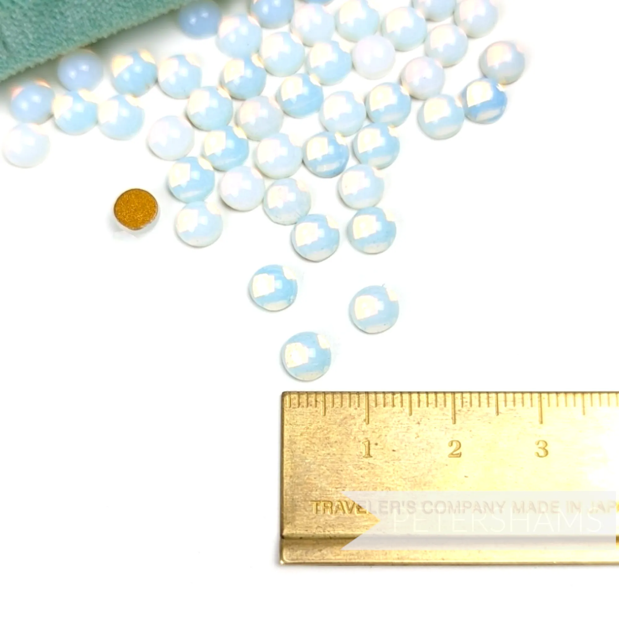 6mm Round Vintage 1960s Czech Glass Imitation Opal Flat Back Stones
