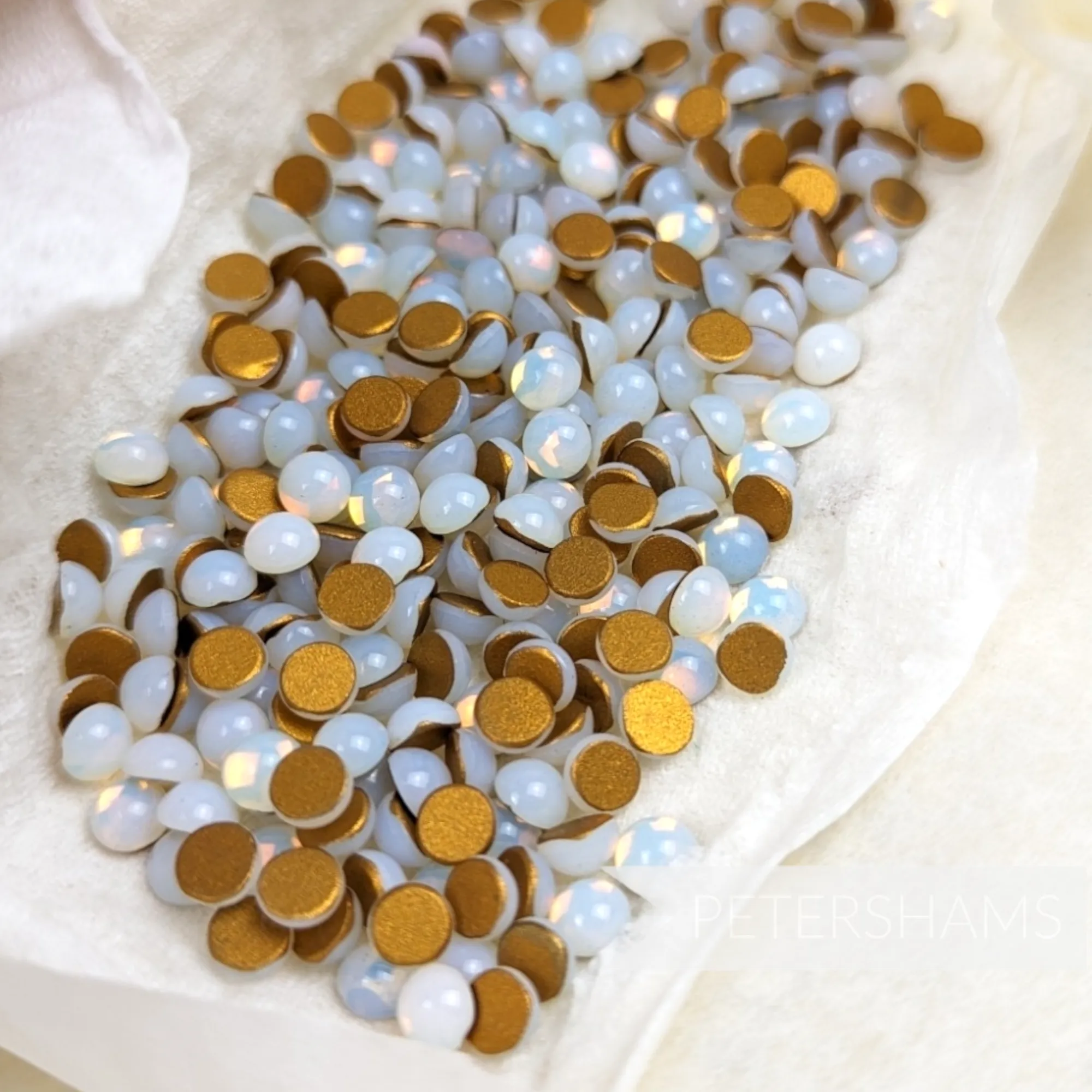 6mm Round Vintage 1960s Czech Glass Imitation Opal Flat Back Stones