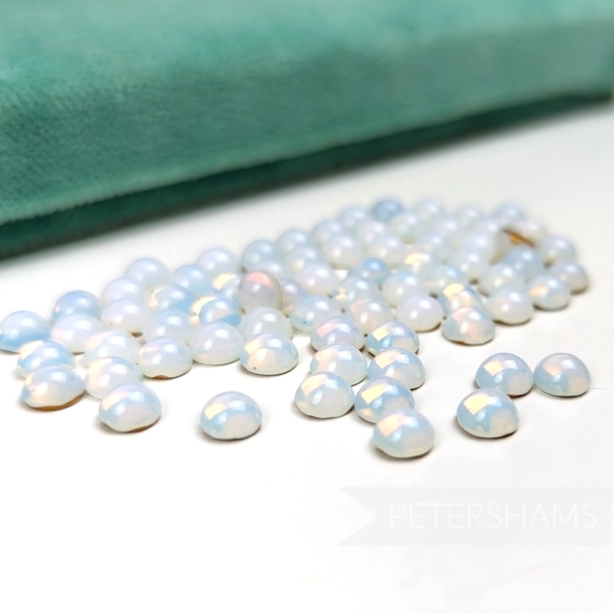 6mm Round Vintage 1960s Czech Glass Imitation Opal Flat Back Stones