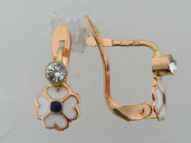 717 - 19.2k Portuguese Gold Enameled Flower Earrings