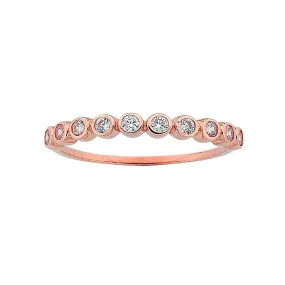 9ct Rose Gold Cubic Zirconia Bezel Channel Set Stackable Ring