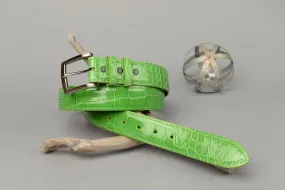 American Glazed Alligator Belt: Lime