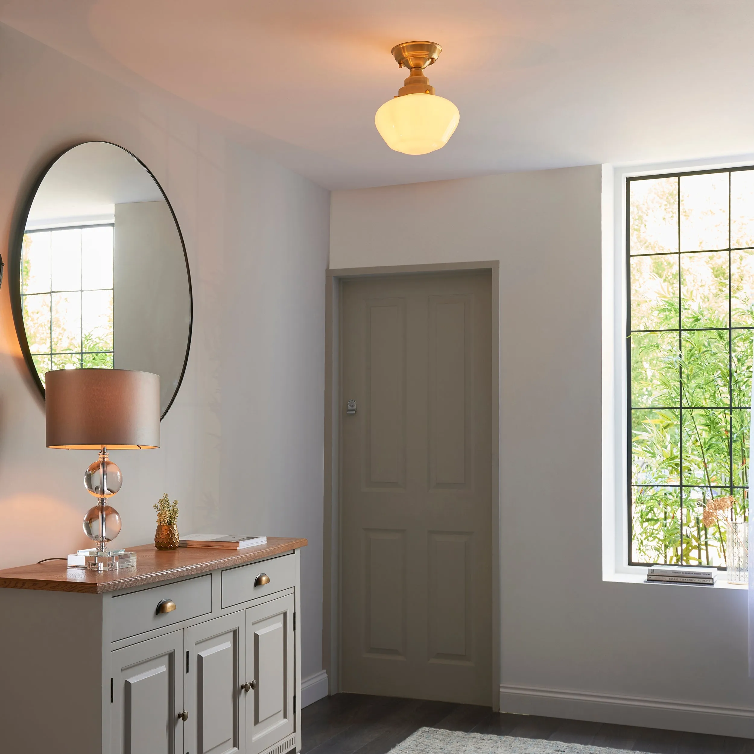 Amos Clarence Flush Antique Brass & Opal