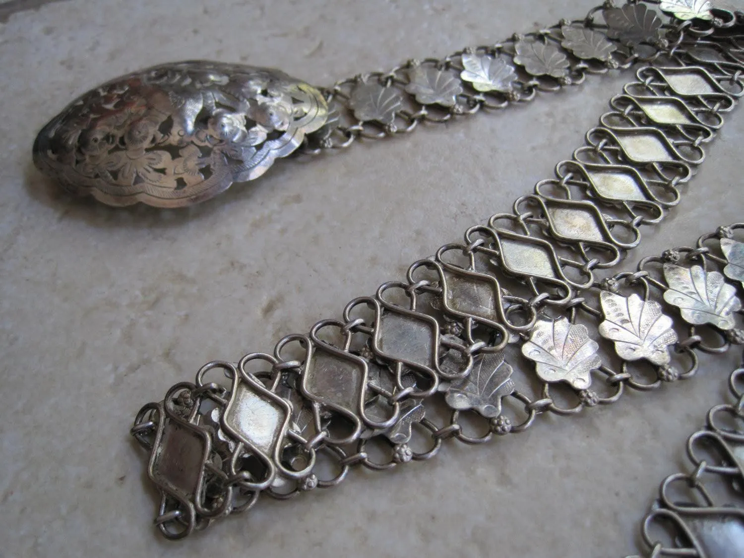 Antique Solid Silver Hallmarked Sarwak Iban Belt