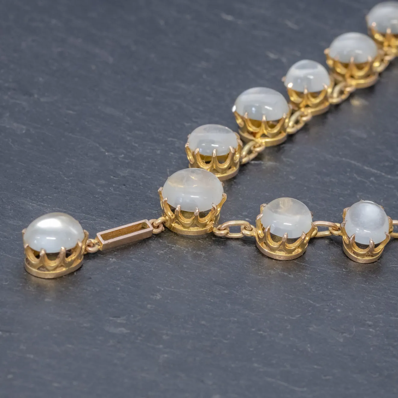 Antique Victorian Moonstone Necklace 9Ct Gold Circa 1900