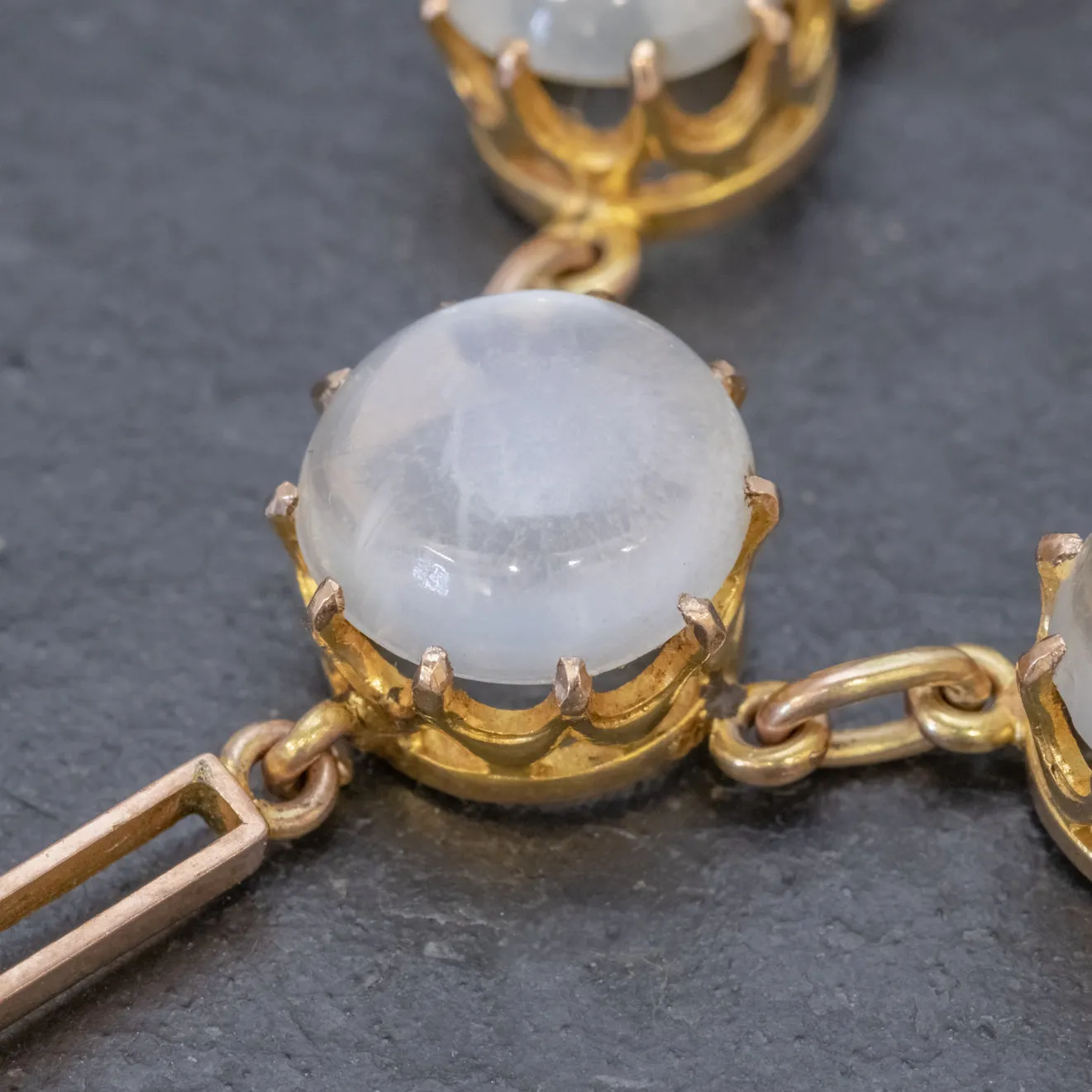Antique Victorian Moonstone Necklace 9Ct Gold Circa 1900