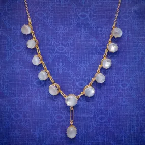 Antique Victorian Moonstone Necklace 9Ct Gold Circa 1900