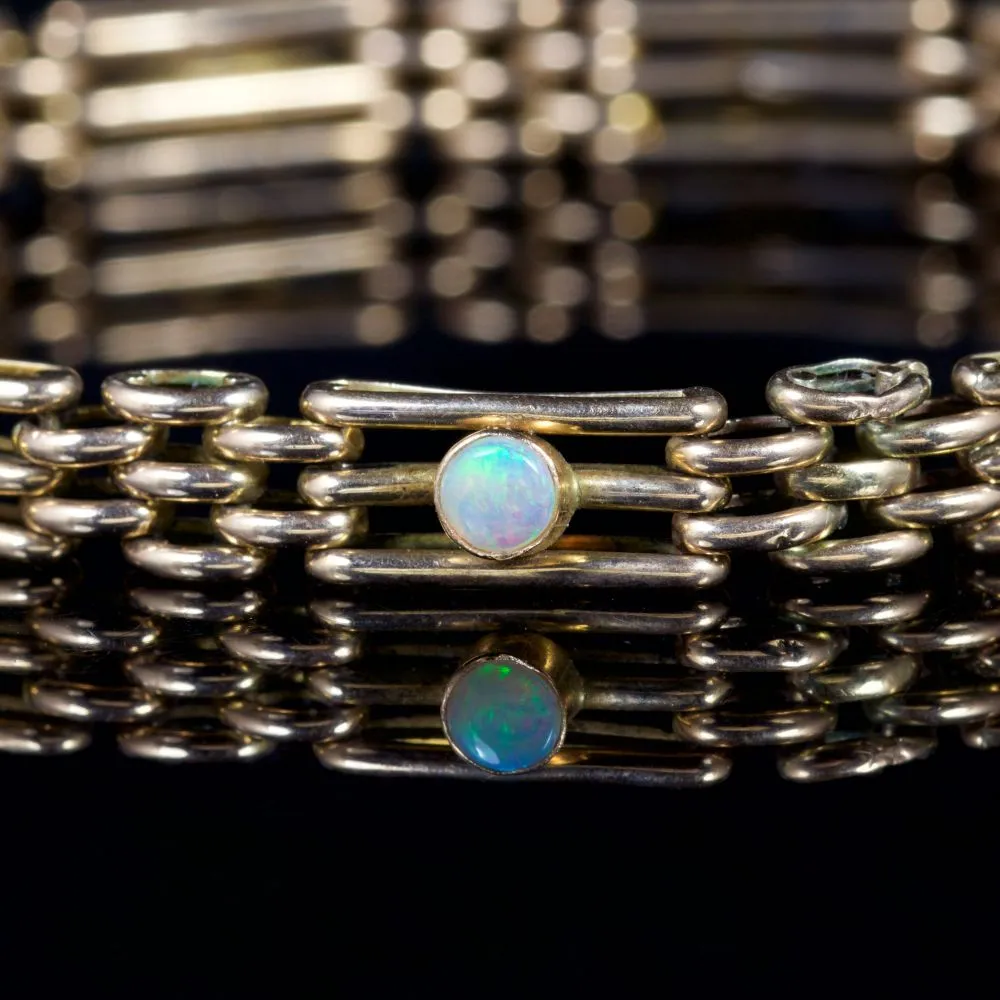 Antique Victorian Opal Bracelet 9Ct Gold Circa 1880