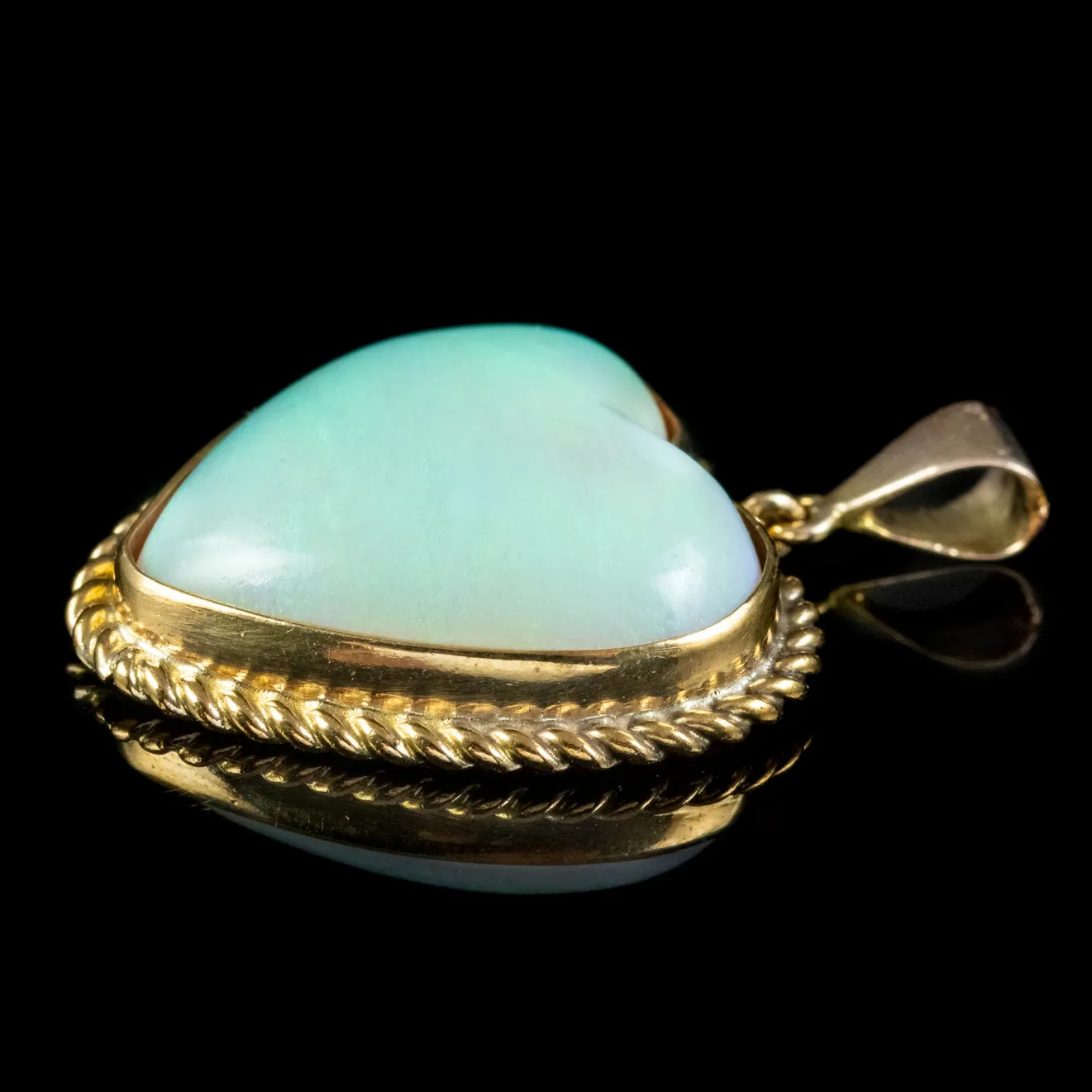 Antique Victorian Opal Heart Pendant 15ct Opal Circa 1900