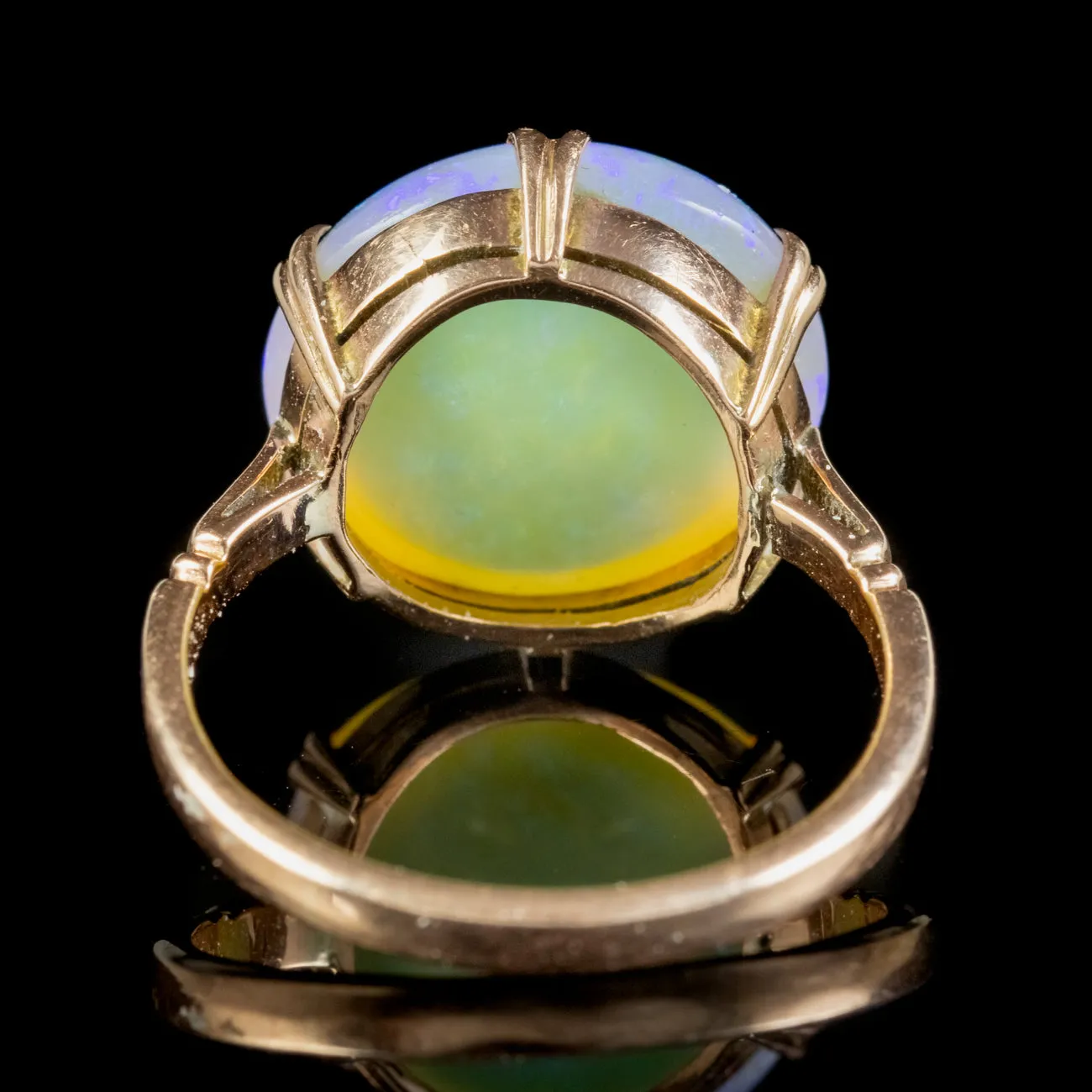 Antique Victorian Opal Ring Natural 8ct Cabochon Opal Circa 1900