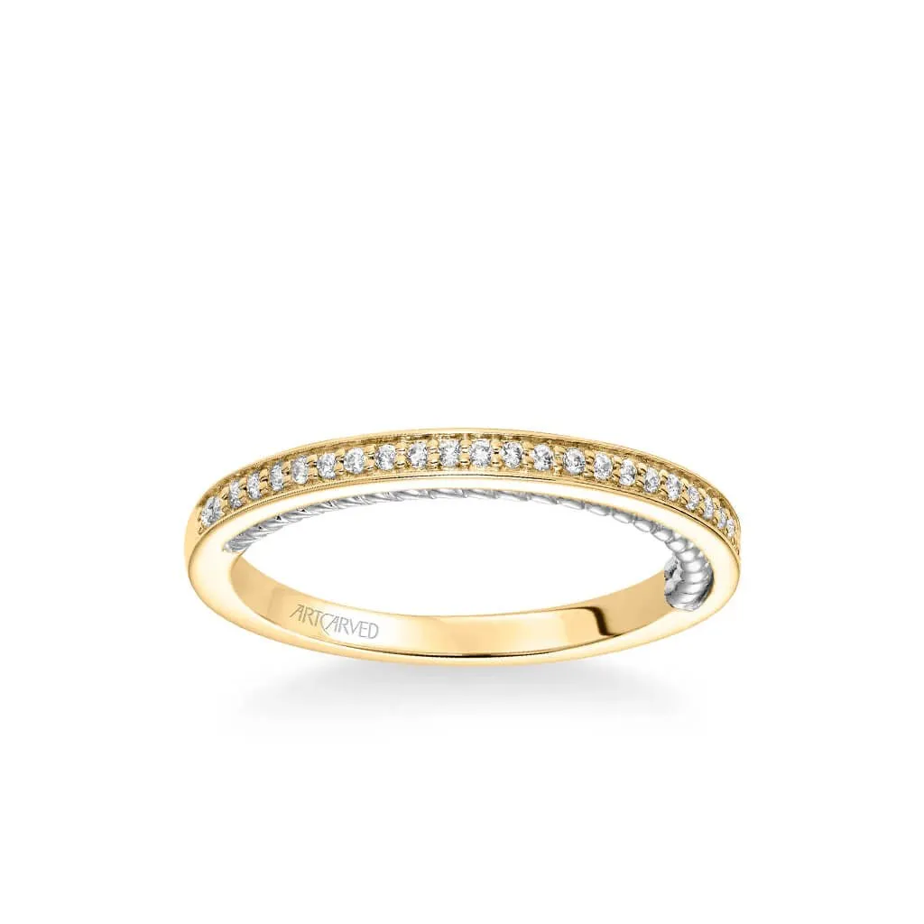 Artcarved "Marlow" White & Rose Gold Diamond Wedding Band