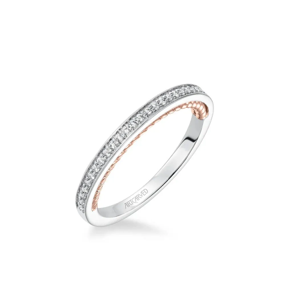 Artcarved "Marlow" White & Rose Gold Diamond Wedding Band