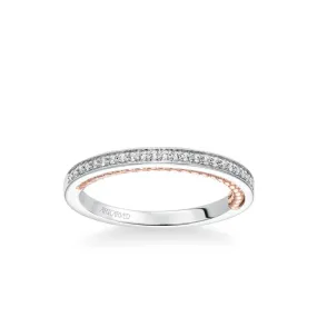 Artcarved "Marlow" White & Rose Gold Diamond Wedding Band