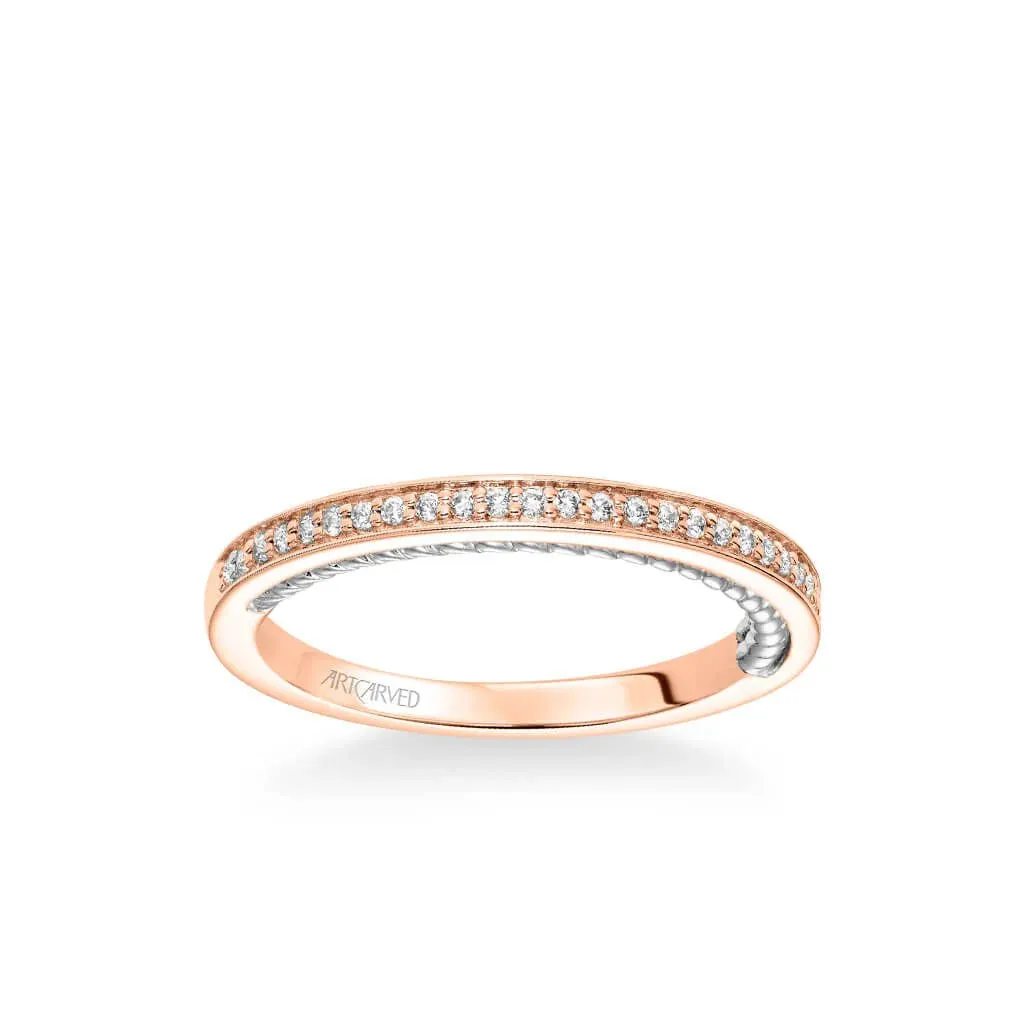 Artcarved "Marlow" White & Rose Gold Diamond Wedding Band