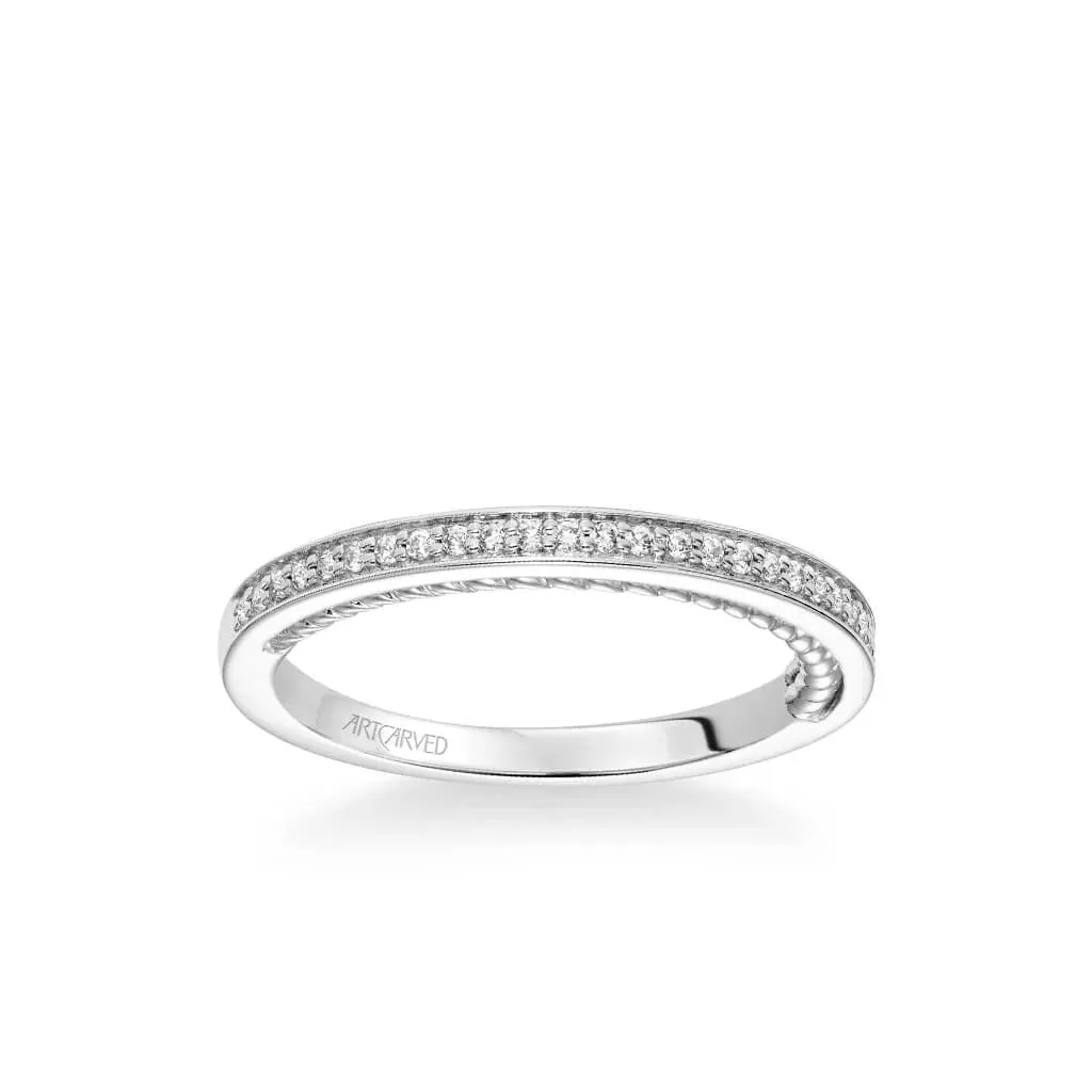 Artcarved "Marlow" White & Rose Gold Diamond Wedding Band