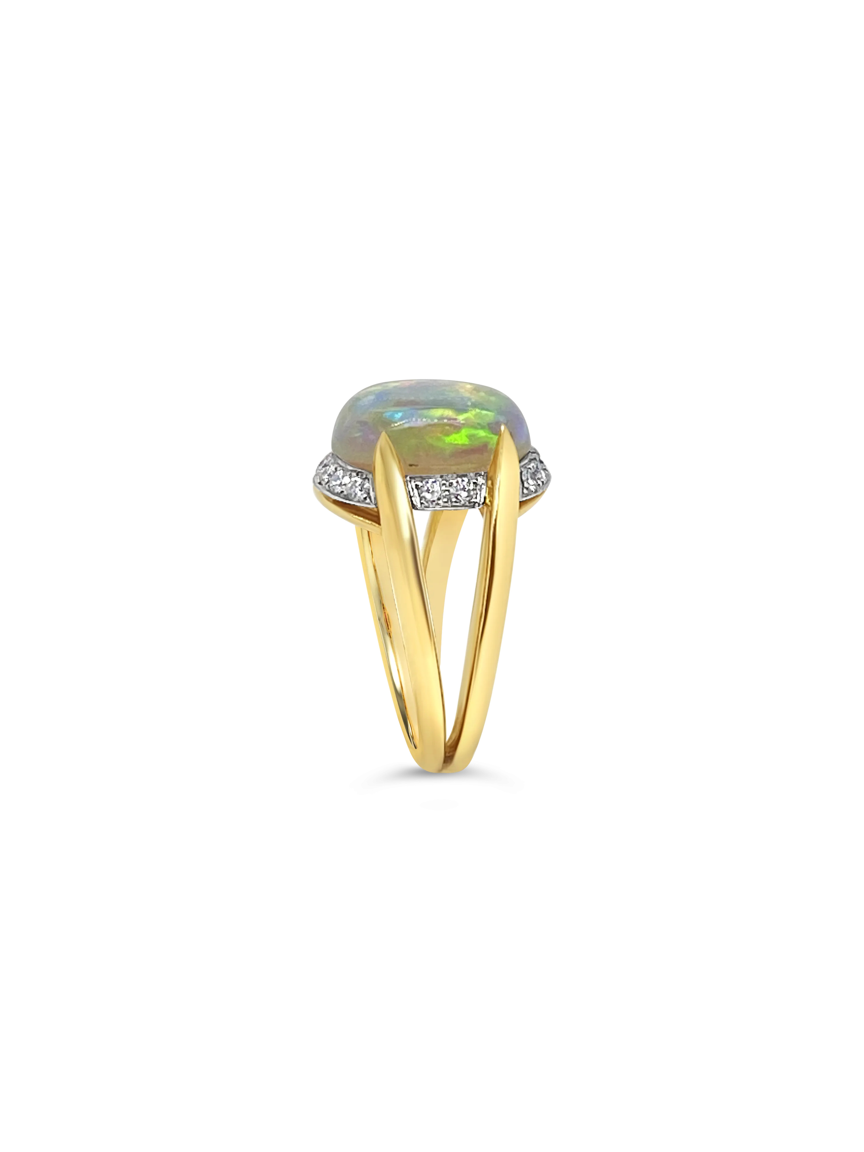 Australian Crystal Opal & Diamond Ring