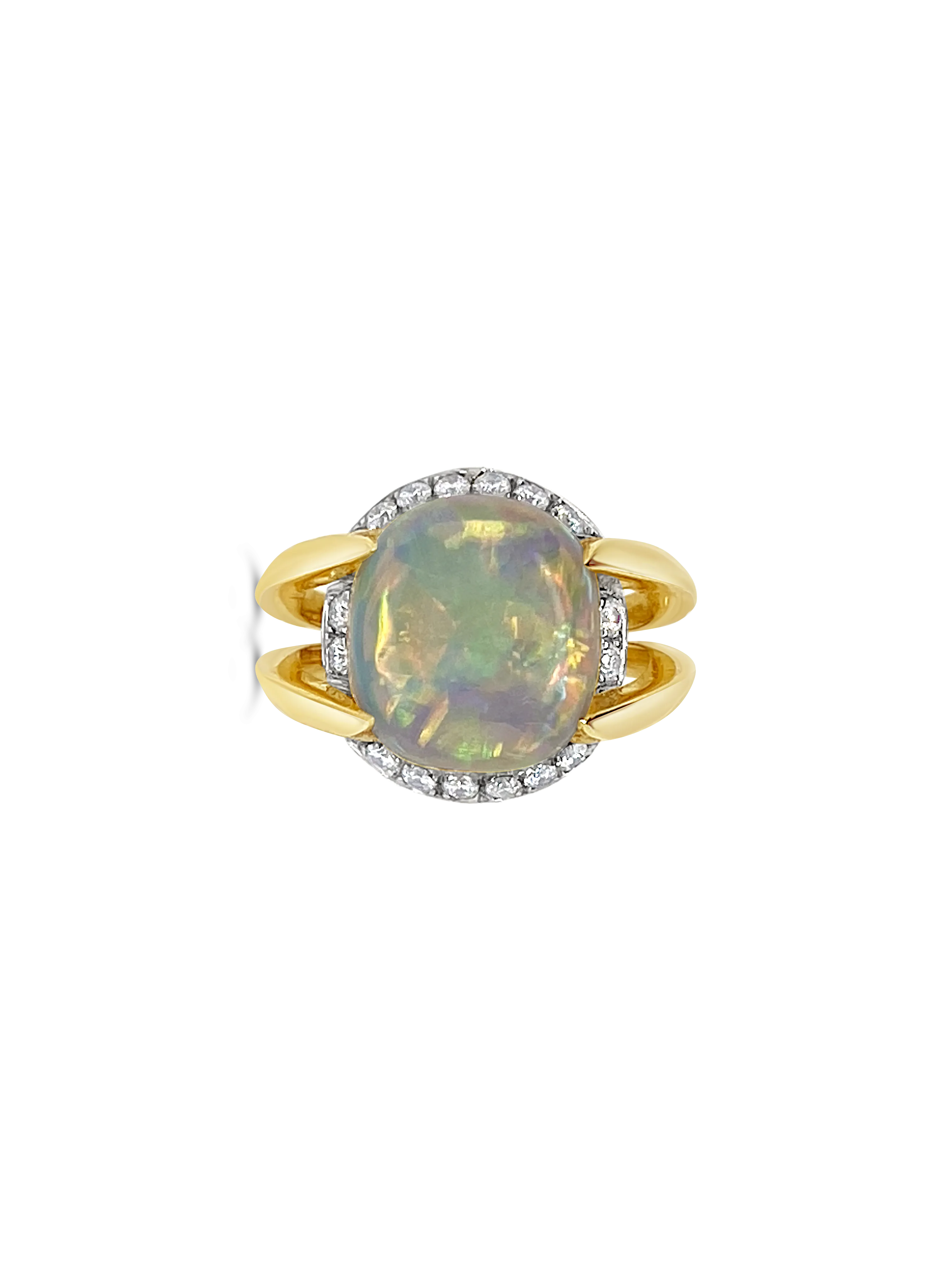 Australian Crystal Opal & Diamond Ring