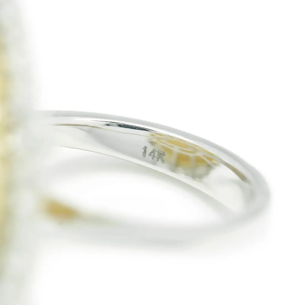 Australian Opal & Diamond Heart Ring Two Tone Gold 14.41ctw